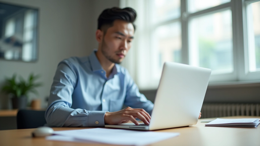 Professional accountant working on financial documents and chart of accounts setup in modern office