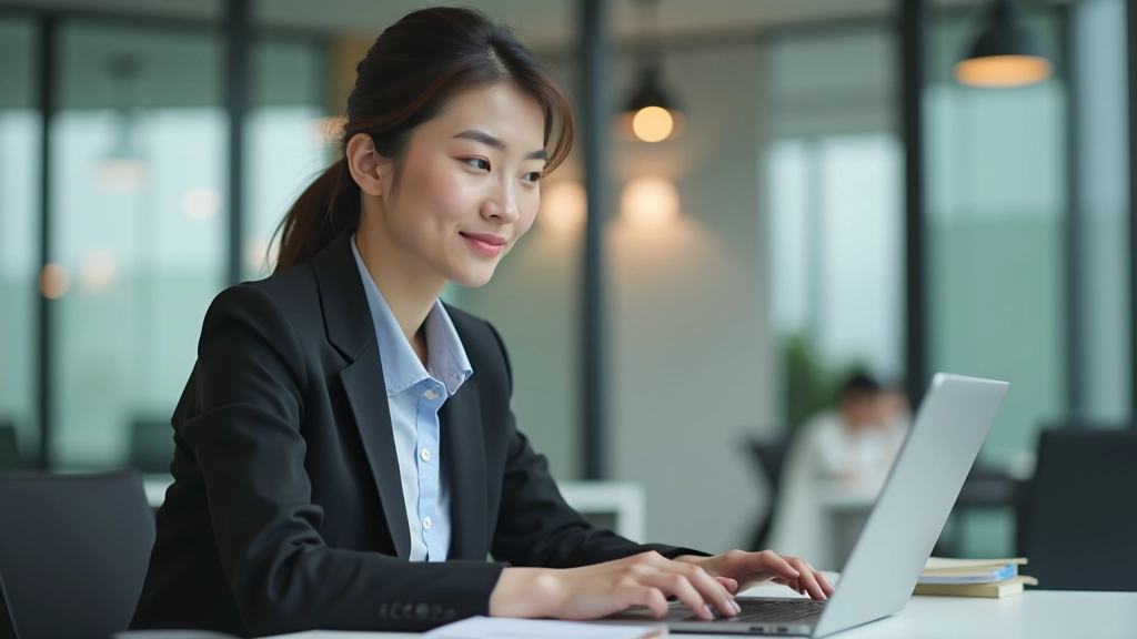 Hong Kong business owner reviewing account numbers in accounting software on laptop screen